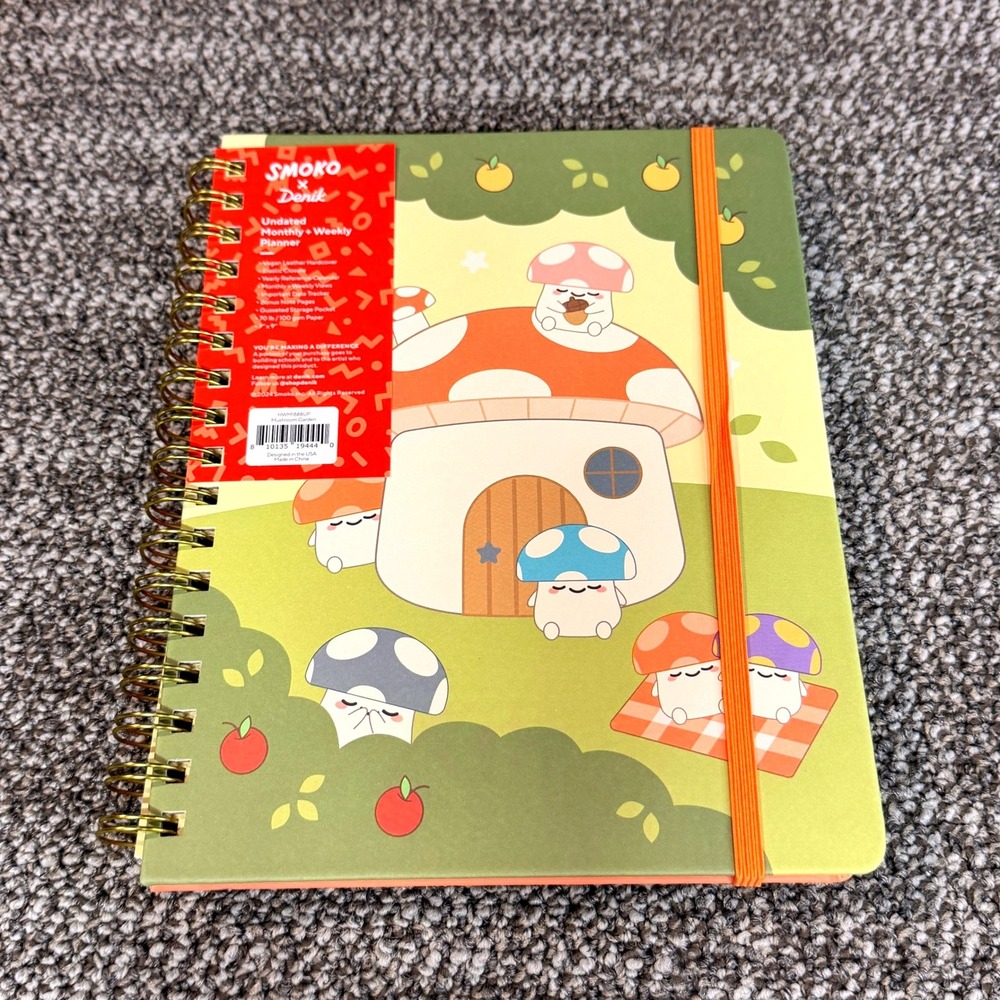 Smoko x Denik NWT Undated Planner Mushroom Garden Vegan Leather 7x9
